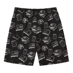 Black And White Books Pattern Print Men's Swim Trunks