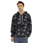 Black And White Books Pattern Print Men's Velvet Pullover Hoodie