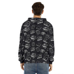 Black And White Books Pattern Print Men's Velvet Pullover Hoodie