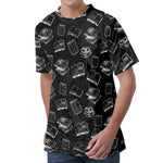 Black And White Books Pattern Print Men's Velvet T-Shirt