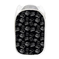 Black And White Books Pattern Print Mesh Laundry Hamper