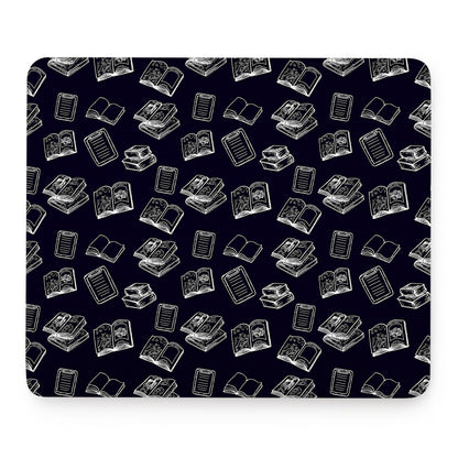 Black And White Books Pattern Print Mouse Pad