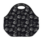 Black And White Books Pattern Print Neoprene Lunch Bag