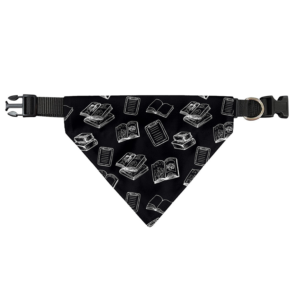 Black And White Books Pattern Print Over The Collar Dog Bandana
