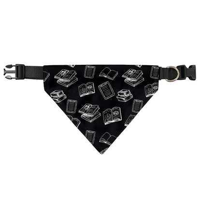 Black And White Books Pattern Print Over The Collar Dog Bandana
