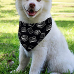 Black And White Books Pattern Print Over The Collar Dog Bandana