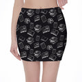 Black And White Books Pattern Print Pencil Mini Skirt