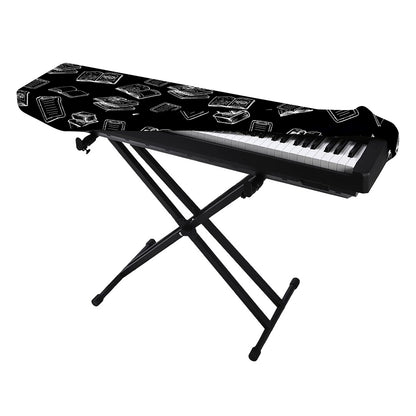 Black And White Books Pattern Print Piano Keyboard Cover