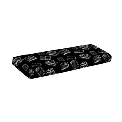 Black And White Books Pattern Print Piano Keyboard Cover