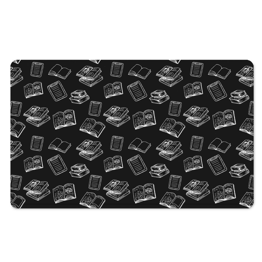 Black And White Books Pattern Print Polyester Doormat