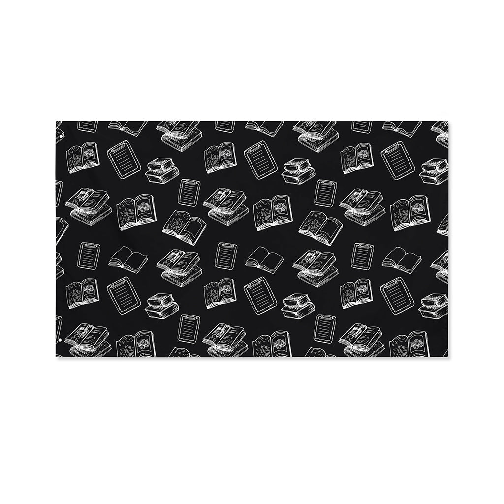 Black And White Books Pattern Print Polyester Flag
