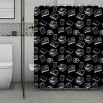 Black And White Books Pattern Print Polyester Shower Curtain