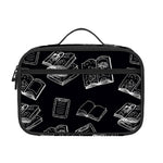 Black And White Books Pattern Print Portable Lunch Bag