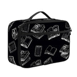 Black And White Books Pattern Print Portable Lunch Bag
