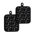 Black And White Books Pattern Print Pot Holders