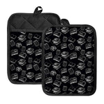 Black And White Books Pattern Print Pot Holders With Pocket