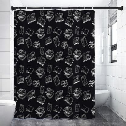 Black And White Books Pattern Print Premium Shower Curtain