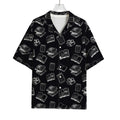 Black And White Books Pattern Print Rayon Hawaiian Shirt