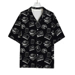 Black And White Books Pattern Print Rayon Hawaiian Shirt