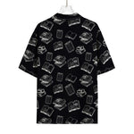 Black And White Books Pattern Print Rayon Hawaiian Shirt