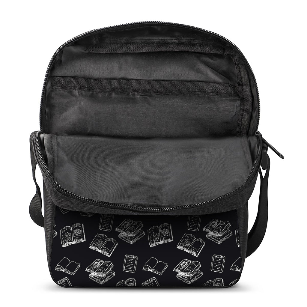 Black And White Books Pattern Print Rectangular Crossbody Bag
