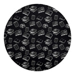 Black And White Books Pattern Print Round Blanket
