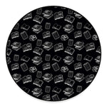 Black And White Books Pattern Print Round Floor Mat