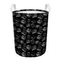 Black And White Books Pattern Print Round Laundry Basket