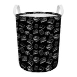 Black And White Books Pattern Print Round Laundry Basket