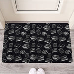 Black And White Books Pattern Print Rubber Doormat