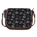 Black And White Books Pattern Print Saddle Bag