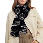 Black And White Books Pattern Print Scarf