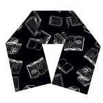 Black And White Books Pattern Print Scarf
