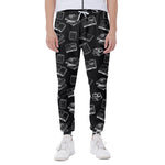 Black And White Books Pattern Print Scuba Joggers