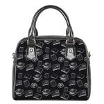 Black And White Books Pattern Print Shoulder Handbag