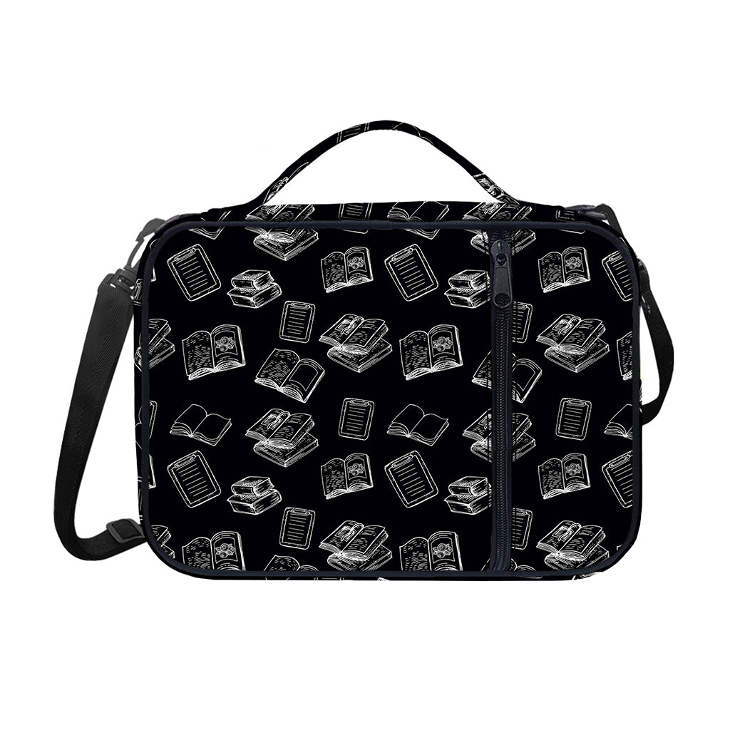 Black And White Books Pattern Print Shoulder Strap Bible Bag