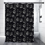 Black And White Books Pattern Print Shower Curtain