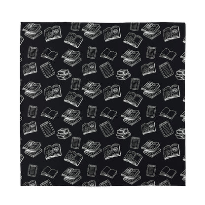 Black And White Books Pattern Print Silk Bandana