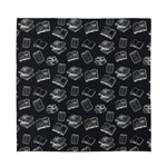 Black And White Books Pattern Print Silk Bandana