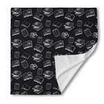 Black And White Books Pattern Print Silk Bandana