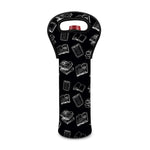 Black And White Books Pattern Print Single Neoprene Wine Tote