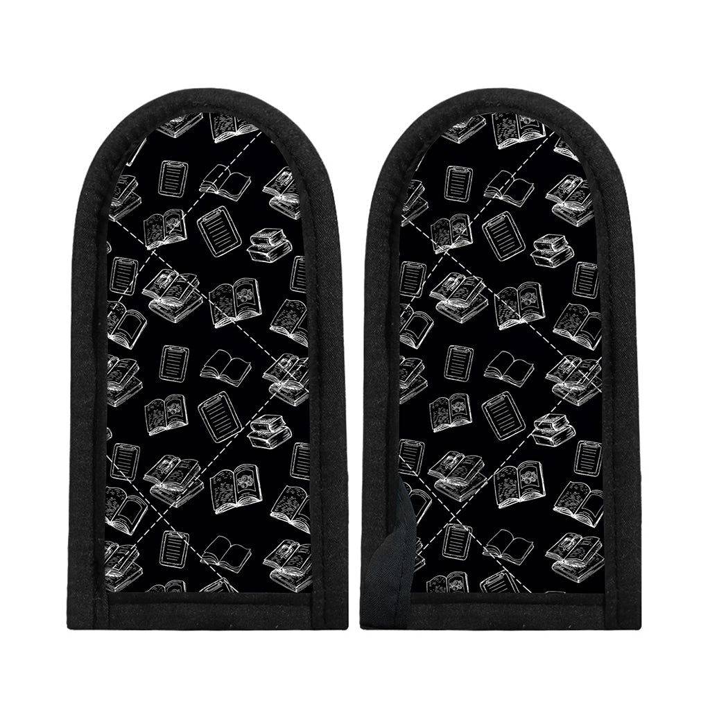 Black And White Books Pattern Print Skillet Handle Cover
