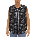 Black And White Books Pattern Print Sleeveless Baseball Jersey