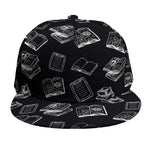 Black And White Books Pattern Print Snapback Cap