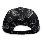 Black And White Books Pattern Print Snapback Cap
