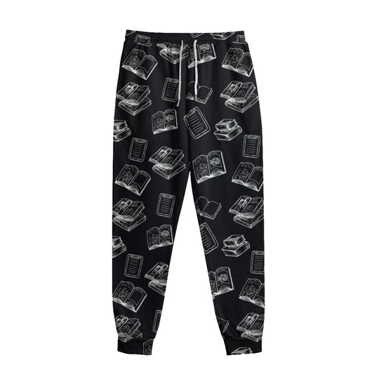 Black And White Books Pattern Print Sweatpants