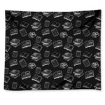Black And White Books Pattern Print Tapestry