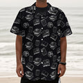 Black And White Books Pattern Print Textured Short Sleeve Shirt