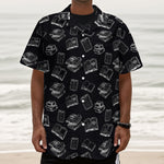 Black And White Books Pattern Print Textured Short Sleeve Shirt
