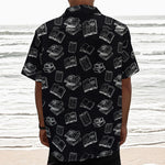 Black And White Books Pattern Print Textured Short Sleeve Shirt